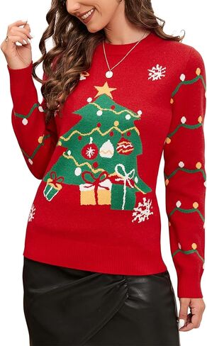 KOJOOIN Women's Ugly Christmas Cardigans Button Down Open Front Knit Pullover Holiday Vacation Long Sleeve Cardigan Sweaters Black in Kuwait