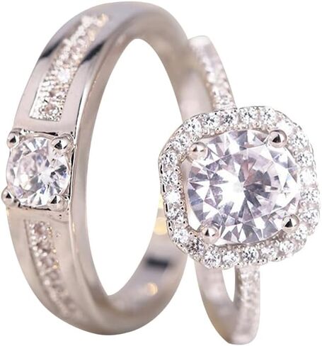 Matching Rings for Couples, Adjustable Unisex Eternity Love Band Set for Couples | CZ Stackable Jewelry, Perfect for Promise Engagements Rings for Women in Kuwait