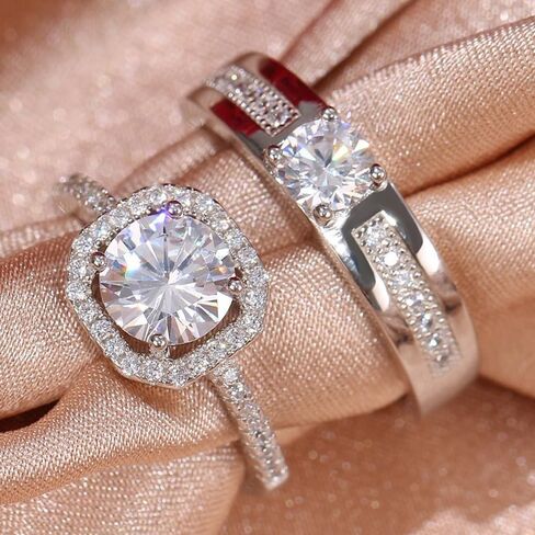 Matching Rings for Couples, Adjustable Unisex Eternity Love Band Set for Couples | CZ Stackable Jewelry, Perfect for Promise Engagements Rings for Women in Kuwait