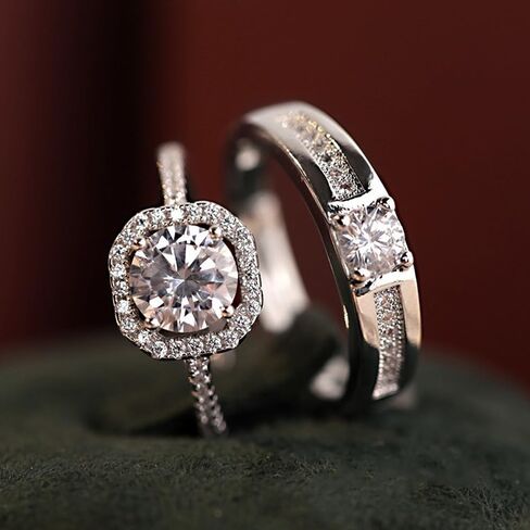 Matching Rings for Couples, Adjustable Unisex Eternity Love Band Set for Couples | CZ Stackable Jewelry, Perfect for Promise Engagements Rings for Women in Kuwait