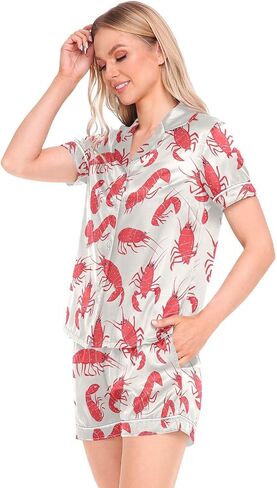 vvfelixl toucan macaw parrot pajamas مجموعة الساتان pajamas مجموعة للنساء لينة قصيرة الأكمام 2 قطعة pj set s-xxl in Saudi Arabia