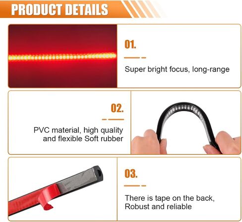 مصباح فرامل ذيل LED Universal LED ، 8 بوصة مرنة LED LED LED بار رخصة طلاء ، وضوء فرامل دراجة نارية مقاومة للماء ، وأضواء LED للسيارة للربو ، والدراجات البخارية ، والطراد ، والطريق على الطرق الوعرة in Saudi Arabia