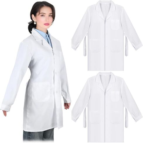 2 PCS معاطف Universal Lab للنساء المرصعين 33 "أبيض باحفي المعطف المعطف سترة لدبي ممرضة in Saudi Arabia