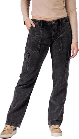 Fivestar General Women Cargenter Cargo Corduroy Pant ، منخفض الارتفاع ، يجلس أسفل الخصر ، إغلاق زر مع سحاب ذبابة in Kuwait