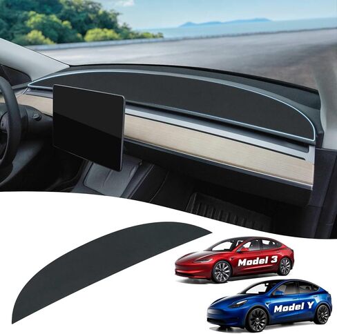 2024 Model 3 Highland Anti-Slip Rubber Dashboard Cover/Mat - Leather Surface 3D Integrated, Dustproof, Anti-Glare in Kuwait