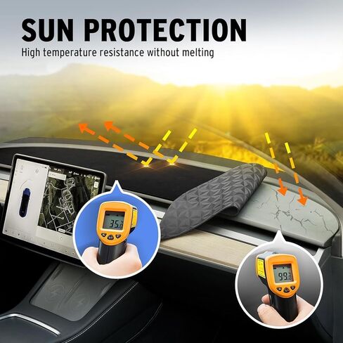 2024 Model 3 Highland Anti-Slip Rubber Dashboard Cover/Mat - Leather Surface 3D Integrated, Dustproof, Anti-Glare in Kuwait