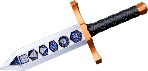 3D BEST-Q Dice Sword Holder (Dragon-Patterned 7PCS D20 Dice Set Included), Custom Polyhedral Dice Storage for Tabletop RPG - Dungeons and Dragons - DND - D&D (Purple&Blue) in Kuwait