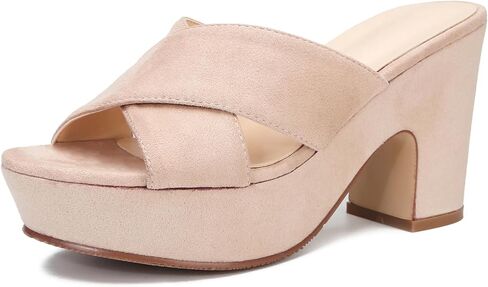 Women's Platform Sandals Wedges Heels Sandals Open Toe Slip On Platform Heels Mules Dressy Pumps in Kuwait