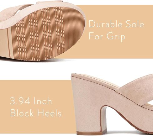 Women's Platform Sandals Wedges Heels Sandals Open Toe Slip On Platform Heels Mules Dressy Pumps in Kuwait