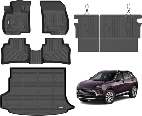 ANBINGO-Floor Mats for Chevrolet Bolt EV (Not for EUV) 2017-2023 All Weather Easy Clean TPE Car Mat Waterproof Non-Slip Fits Front & 2nd Row Full Bolt EV Floor Mats Accessories-Black in Saudi Arabia