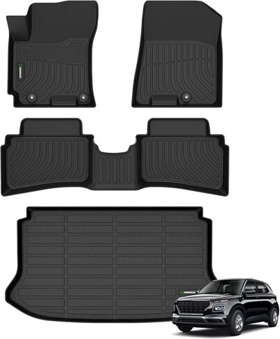 ANBINGO-Floor Mats for Chevrolet Bolt EV (Not for EUV) 2017-2023 All Weather Easy Clean TPE Car Mat Waterproof Non-Slip Fits Front & 2nd Row Full Bolt EV Floor Mats Accessories-Black in Kuwait