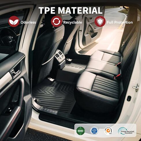 سجادات أرضية YITAMOTOR تناسب 2013-2018 Dodge Ram 1500/2500/3500 Crew Cab، 2019-2024 Ram 1500 Classic Crew Cab الصف الأول والثاني لجميع الأحوال الجوية، بطانات أرضية شديدة التحمل باللون الأسود in Saudi Arabia