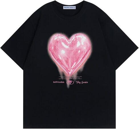 Aelfric Eden Women Love Balloon Graphic Tees Summer Summer Sleeve Cotton T ertts tops harajuku dops in Saudi Arabia