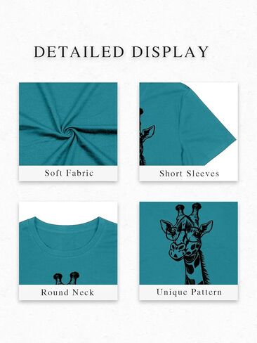 Oversized Graphic Tshirts for Women Animal Print Tops Funny Tiger Giraffe Printed Shirt 2025 in Saudi Arabia