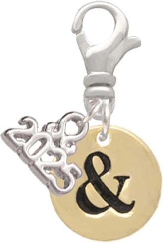 Delight Jewelry Goldtone Disc 1/2'' - Symbol - Silver-tone Clip on Charm with Mini Year 2025 in Kuwait