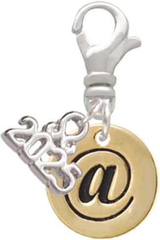 Delight Jewelry Goldtone Disc 1/2'' - Symbol - Silver-tone Clip on Charm with Mini Year 2025 in Kuwait