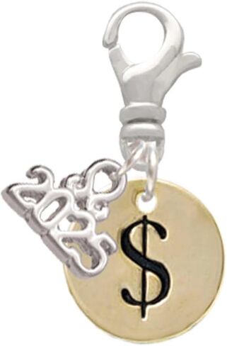 Delight Jewelry Goldtone Disc 1/2'' - Symbol - Silver-tone Clip on Charm with Mini Year 2025 in Kuwait