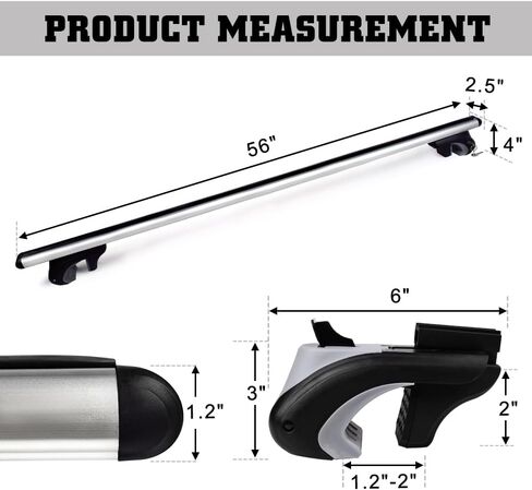 Otherya Car Roof Rack Cross Bars 52"Aero Thick Aluminum Universal Crossbars Roof Rack Adjustable Roof Cross Bars, Fits Most Vehicles with Flush Side Rails- 200 lbs Load Capacity in Saudi Arabia