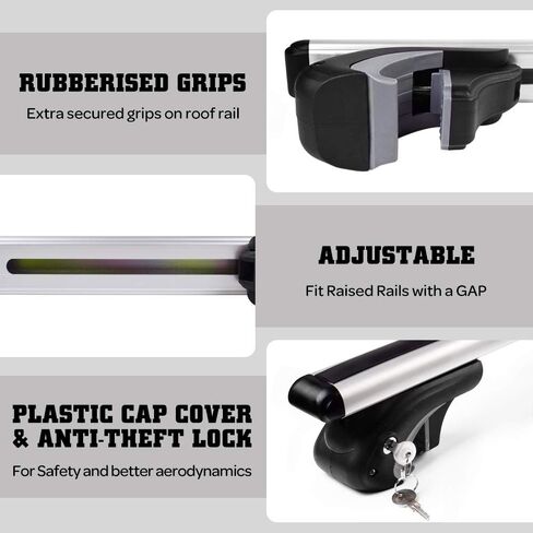 Otherya Car Roof Rack Cross Bars 52"Aero Thick Aluminum Universal Crossbars Roof Rack Adjustable Roof Cross Bars, Fits Most Vehicles with Flush Side Rails- 200 lbs Load Capacity in Saudi Arabia