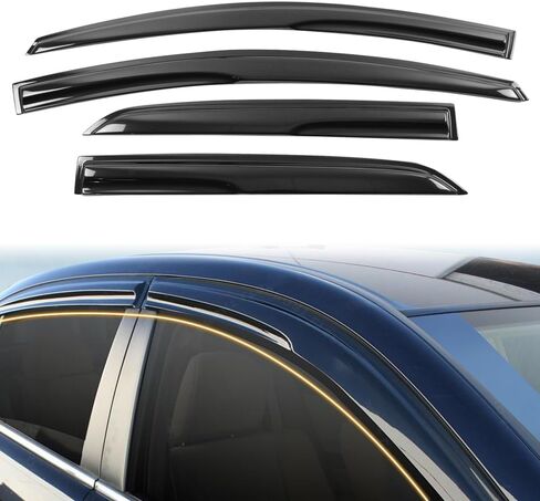 الشريط على حجارة النوافذ المنحرفات ، متوافقة مع 2007-2013 Toyota Yaris سيدان ، دخان أكريليك ملون النافذة حرس المطر ، مجموعة تنفيس من جانب الرياح ، 4 قطع in Saudi Arabia