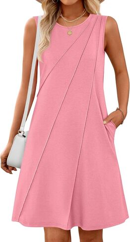 MEROKEETY Women's 2025 Summer Sleeveless Sundress Casual Spring Beach Vacation Crewneck Shift Swing Tank Dress in Saudi Arabia