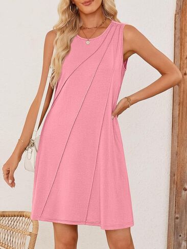MEROKEETY Women's 2025 Summer Sleeveless Sundress Casual Spring Beach Vacation Crewneck Shift Swing Tank Dress in Saudi Arabia