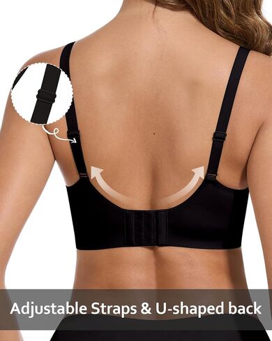 Woweny Deep v Bras for Women No Introndwire Wireless Push Up Bra Comfort Bralettes Seamless Bra Bra with Support in Kuwait
