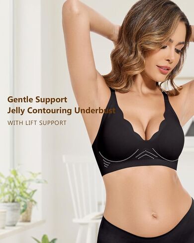 Woweny Deep v Bras for Women No Introndwire Wireless Push Up Bra Comfort Bralettes Seamless Bra Bra with Support in Kuwait