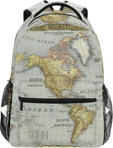 حقيبة ظهر Nander للسفر ورسم خريطة العالم وحقائب الكتب المدرسية وحقيبة الكمبيوتر المحمول وحقيبة الكلية للنساء والرجال والأولاد والبنات in Kuwait