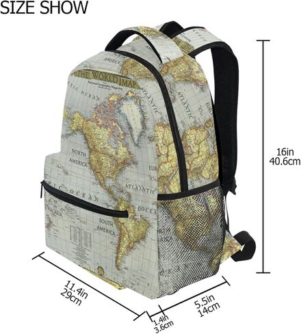 حقيبة ظهر Nander للسفر ورسم خريطة العالم وحقائب الكتب المدرسية وحقيبة الكمبيوتر المحمول وحقيبة الكلية للنساء والرجال والأولاد والبنات in Kuwait