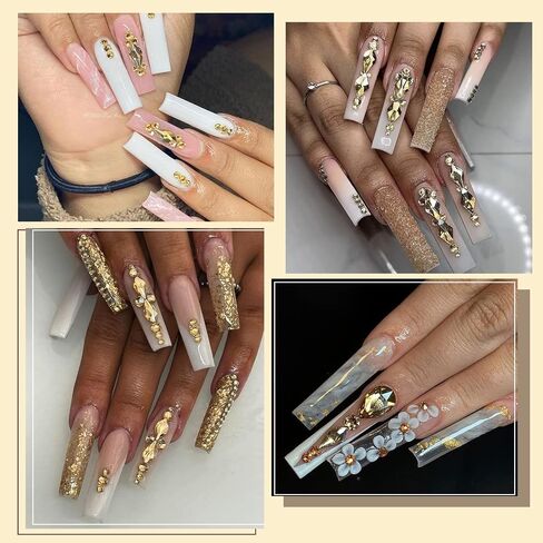 Canvalite 2518Pcs Rhinestones Nail Gems, 12 Styles 3D Glass AB Crystals Charms Shiny Multi Shape Flatback Nail Rhinestones for Nail Art with Picker and Tweezers for DIY Nail Art in Saudi Arabia