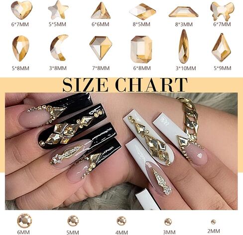 Canvalite 2518Pcs Rhinestones Nail Gems, 12 Styles 3D Glass AB Crystals Charms Shiny Multi Shape Flatback Nail Rhinestones for Nail Art with Picker and Tweezers for DIY Nail Art in Saudi Arabia