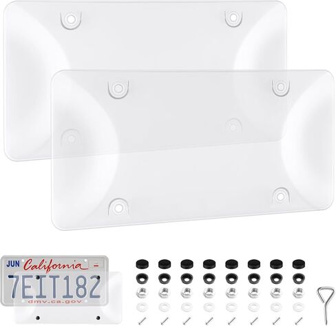 Alpmosn License Plate Covers & Frames Combo, License Plate Cover with Screw Washers and Cap, Car Exterior Accessories Black (2-Pack) in Kuwait