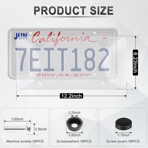 Alpmosn License Plate Covers & Frames Combo, License Plate Cover with Screw Washers and Cap, Car Exterior Accessories Black (2-Pack) in Kuwait