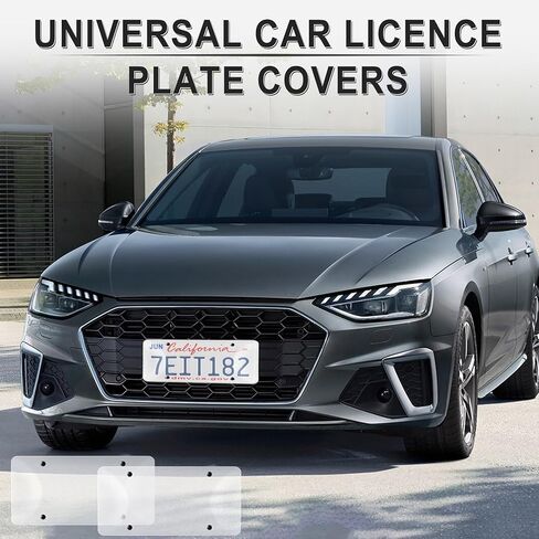 Alpmosn License Plate Covers & Frames Combo, License Plate Cover with Screw Washers and Cap, Car Exterior Accessories Black (2-Pack) in Kuwait