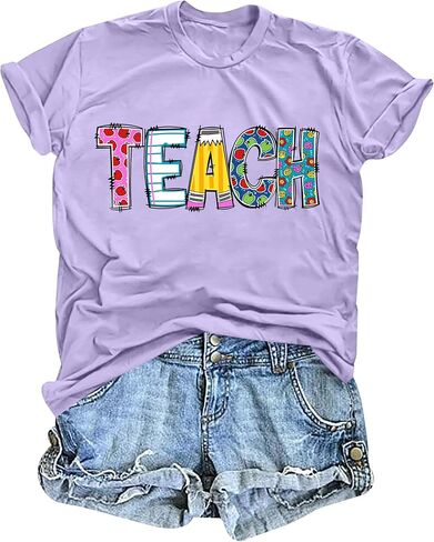قمصان المعلمين للنساء: مضحك تعليم T Shirt Teacher Life Tees لطيف المعلمين هدايا قمم قمم in Kuwait