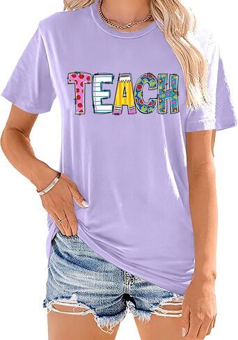 قمصان المعلمين للنساء: مضحك تعليم T Shirt Teacher Life Tees لطيف المعلمين هدايا قمم قمم in Kuwait