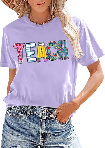 قمصان المعلمين للنساء: مضحك تعليم T Shirt Teacher Life Tees لطيف المعلمين هدايا قمم قمم in Kuwait