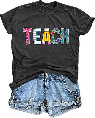 قمصان المعلمين للنساء: مضحك تعليم T Shirt Teacher Life Tees لطيف المعلمين هدايا قمم قمم in Kuwait