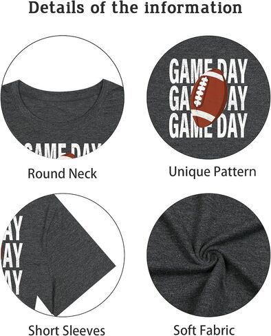 Football Shirts for Women Game Day T Shirts Football Outfits Funny Graphic Tee Casual Short Sleeve Tee Shirts in Saudi Arabia