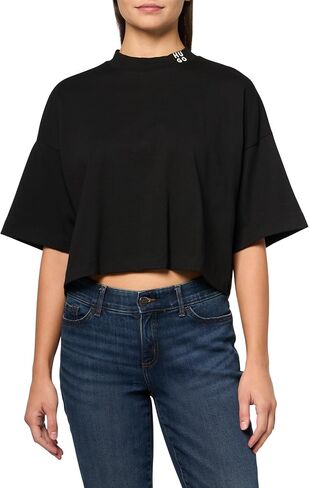 HUGO Women's Stacked Logo Cropped T-Shirt in Saudi Arabia