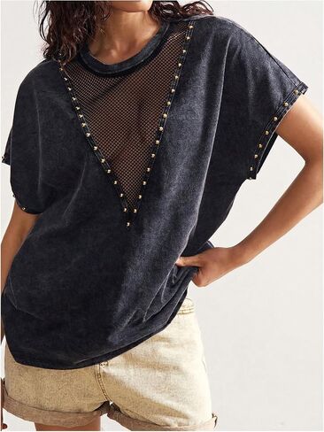 Soly Hux Women's Vintage Graphic Tees Mesh Short Sleeve Goth Y2K T Shirt Tops Streetwear in Saudi Arabia