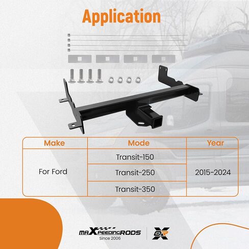 maXpeedingrods Class 4 Trailer Hitch, 2 Inch Receiver, Tow Hitch Receiver for Ford Transit 150 250 350 2015-2024, Direct Installation in Saudi Arabia