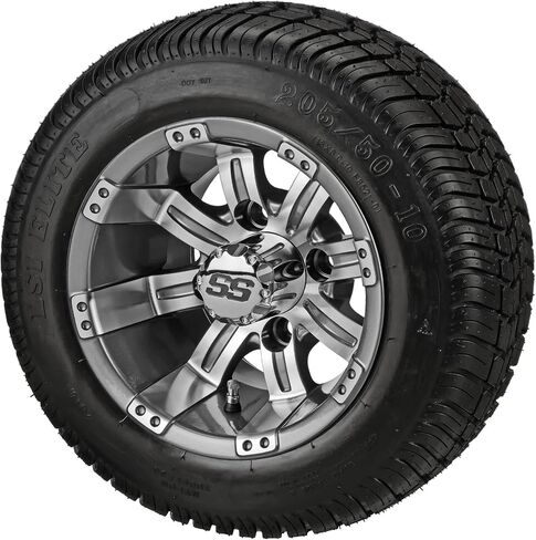 RM Cart - 10 "Casino Matte Black في 205/50-10 LSI Elite Tyre (مجموعة من 4) ، إطارات عربة الجول in Kuwait