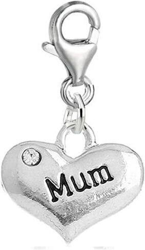 Sexy Sparkles Heart Dangling Clip-On Charm – Lobster Clasp Pendant for Bracelets, Necklaces, and Purses - Cousin in Kuwait
