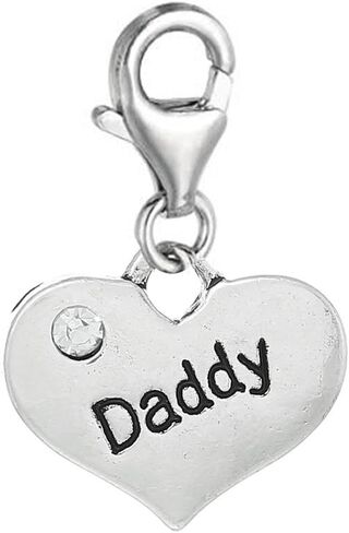Sexy Sparkles Heart Dangling Clip-On Charm – Lobster Clasp Pendant for Bracelets, Necklaces, and Purses - Cousin in Kuwait