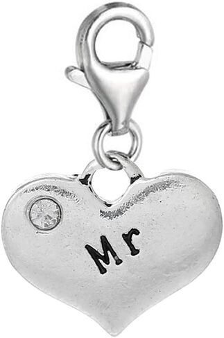 Sexy Sparkles Heart Dangling Clip-On Charm – Lobster Clasp Pendant for Bracelets, Necklaces, and Purses - Cousin in Kuwait