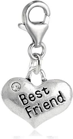 Sexy Sparkles Heart Dangling Clip-On Charm – Lobster Clasp Pendant for Bracelets, Necklaces, and Purses - Cousin in Kuwait