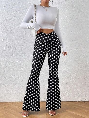 Wdirara Women's Polka Dots Flare Crossover Crossover Pertic Bell Betrans in Saudi Arabia