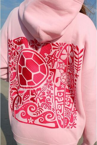 Preppy Embroidered Flower Hoodies for Teen Girl Women Y2K Back Graphic Printed Oversized Pullover Hooded Sweatshirts in Saudi Arabia